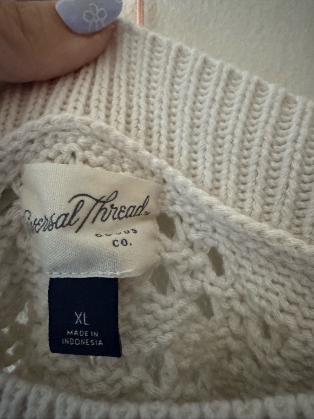 Universal Thread Cream Crochet Knit Halter Tank Top - Picture 2 of 4